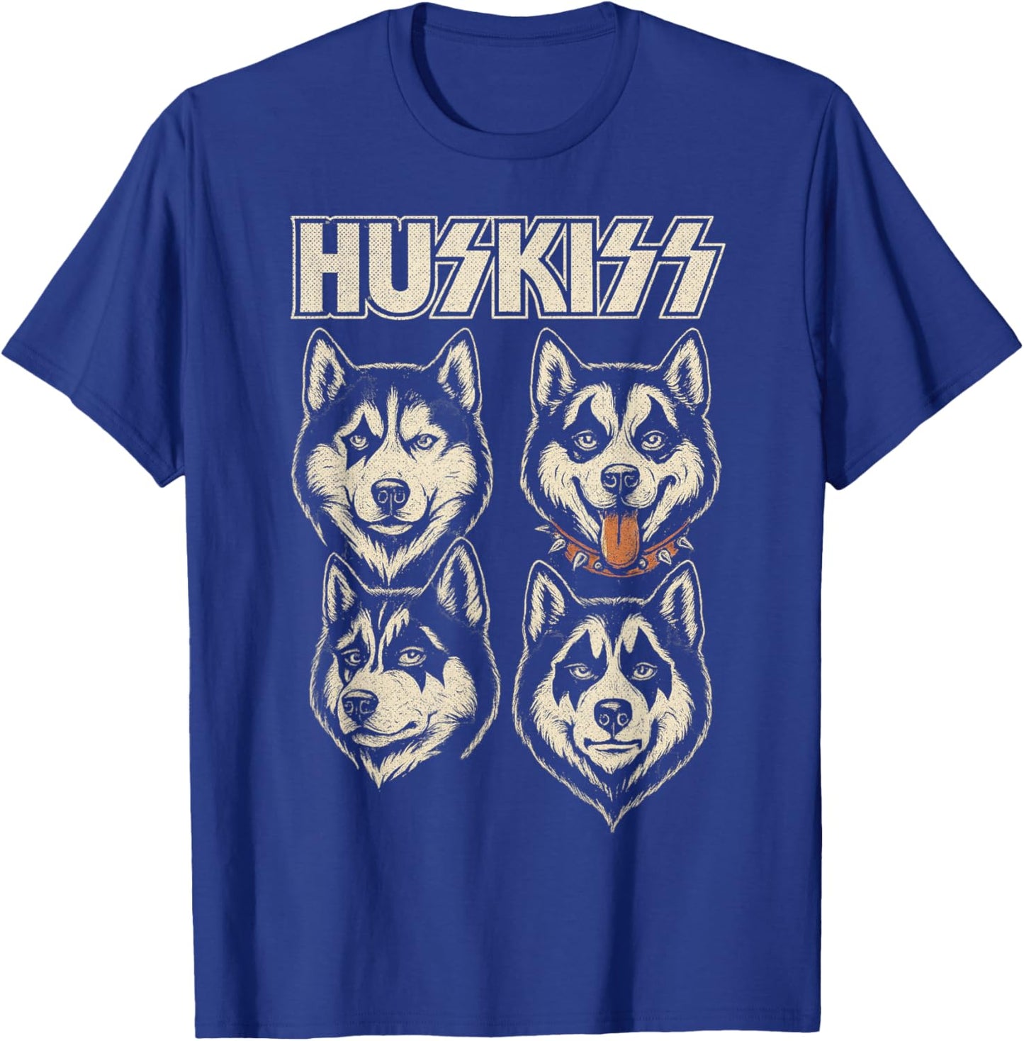 Huskiss Funny Husky Dog Rock Music Lover Men Women T-Shirt - T-Shirt | Royal