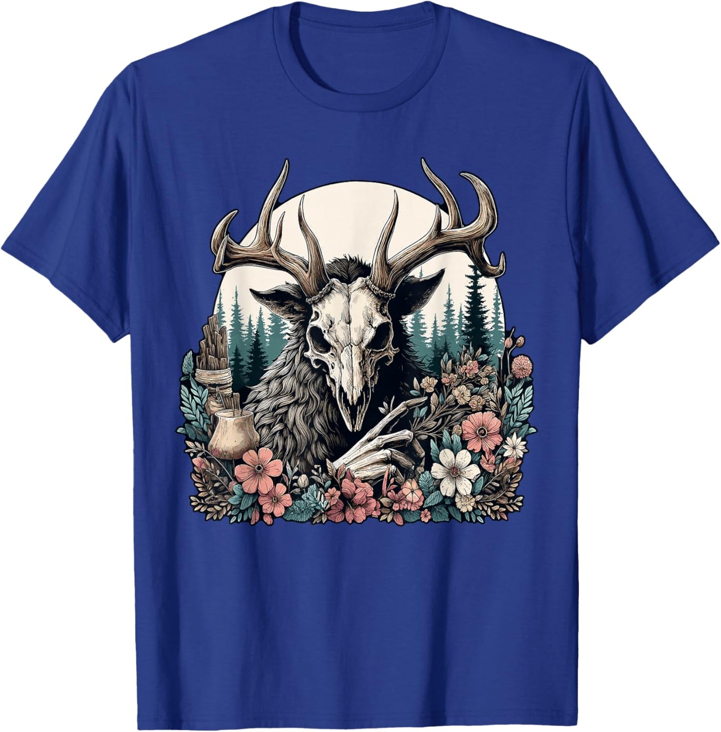 Floral Cryptid Wendigo Nature Forest T-Shirt - T-Shirt | Royal