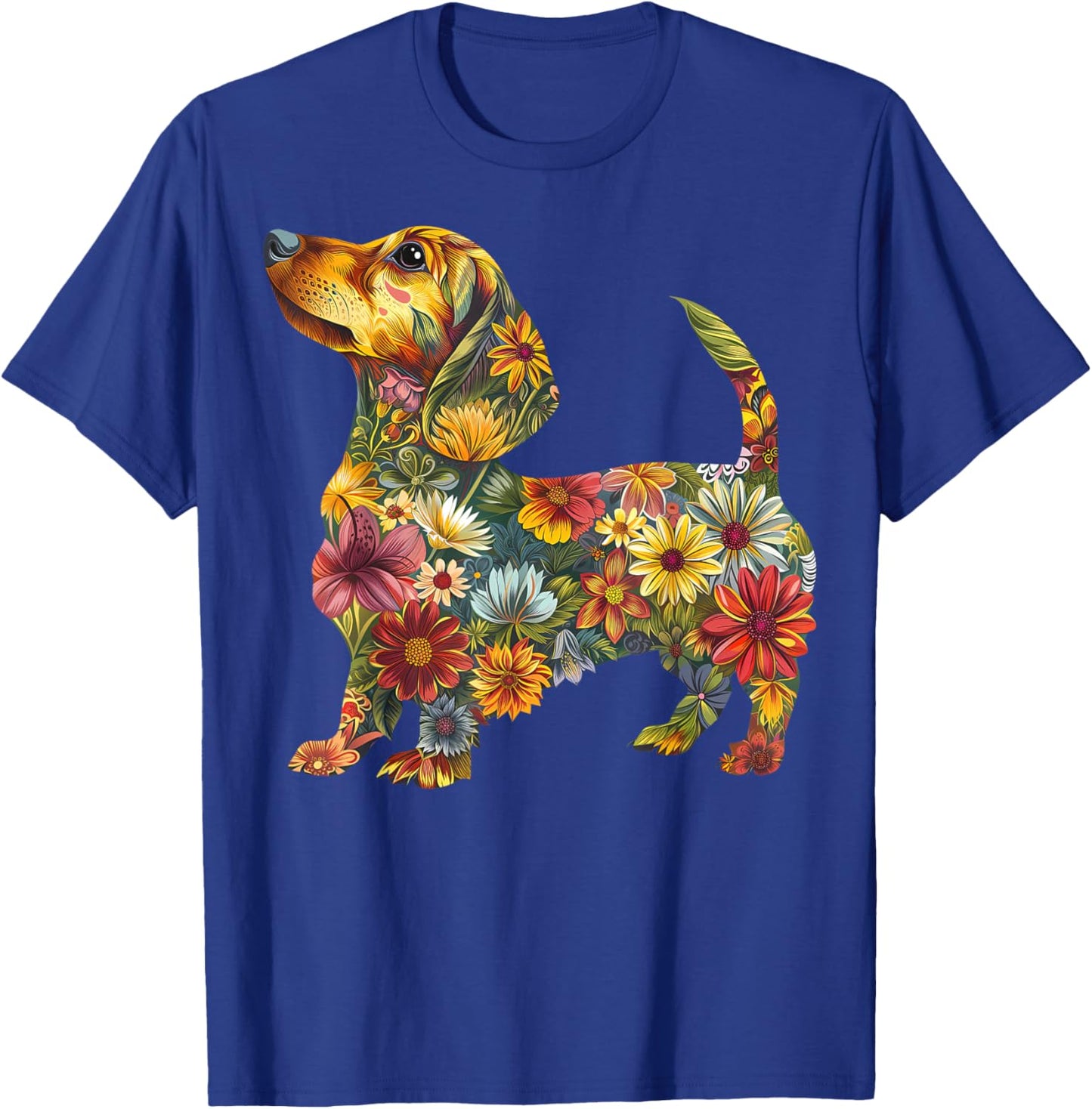 Floral Dachshund Cute Pet Dog Animal Lover Doxie Mama Women T-Shirt - T-Shirt | Royal