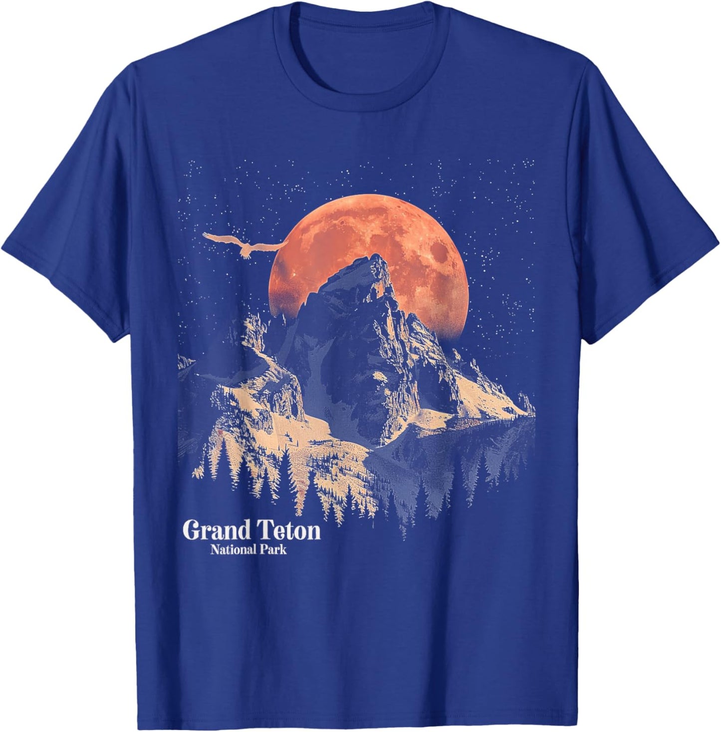 Grand Teton - US National Park Vintage Men Women Kids Retro T-Shirt - T-Shirt | Royal