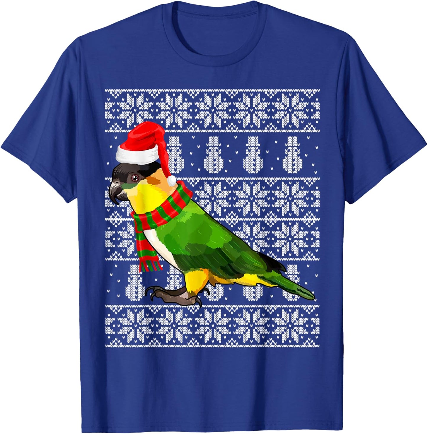 Bird Xmas Santa Hat Caiques Ugly Christmas T-Shirt - T-Shirt | Royal