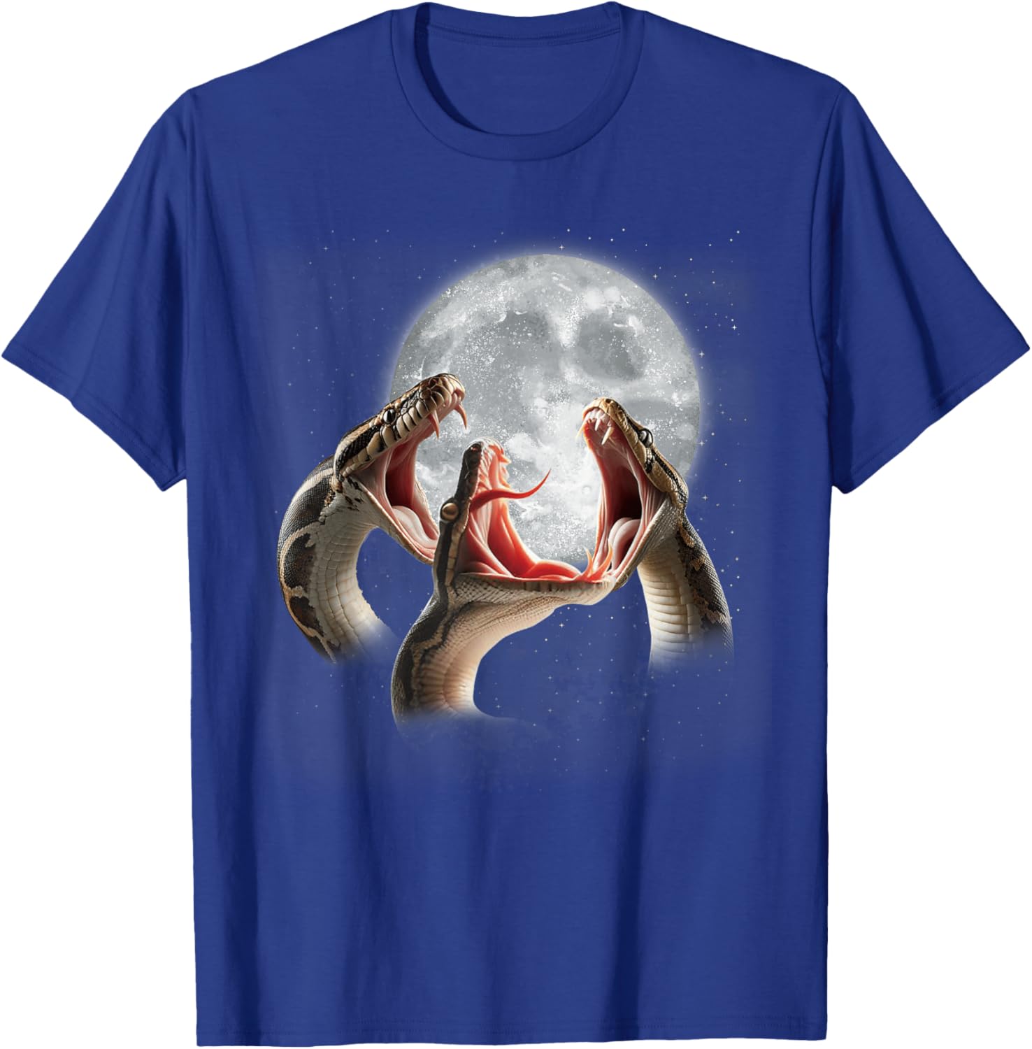 3 Ball Python Snakes Howling At The Moon Funny Python Lover T-Shirt - T-Shirt | Royal