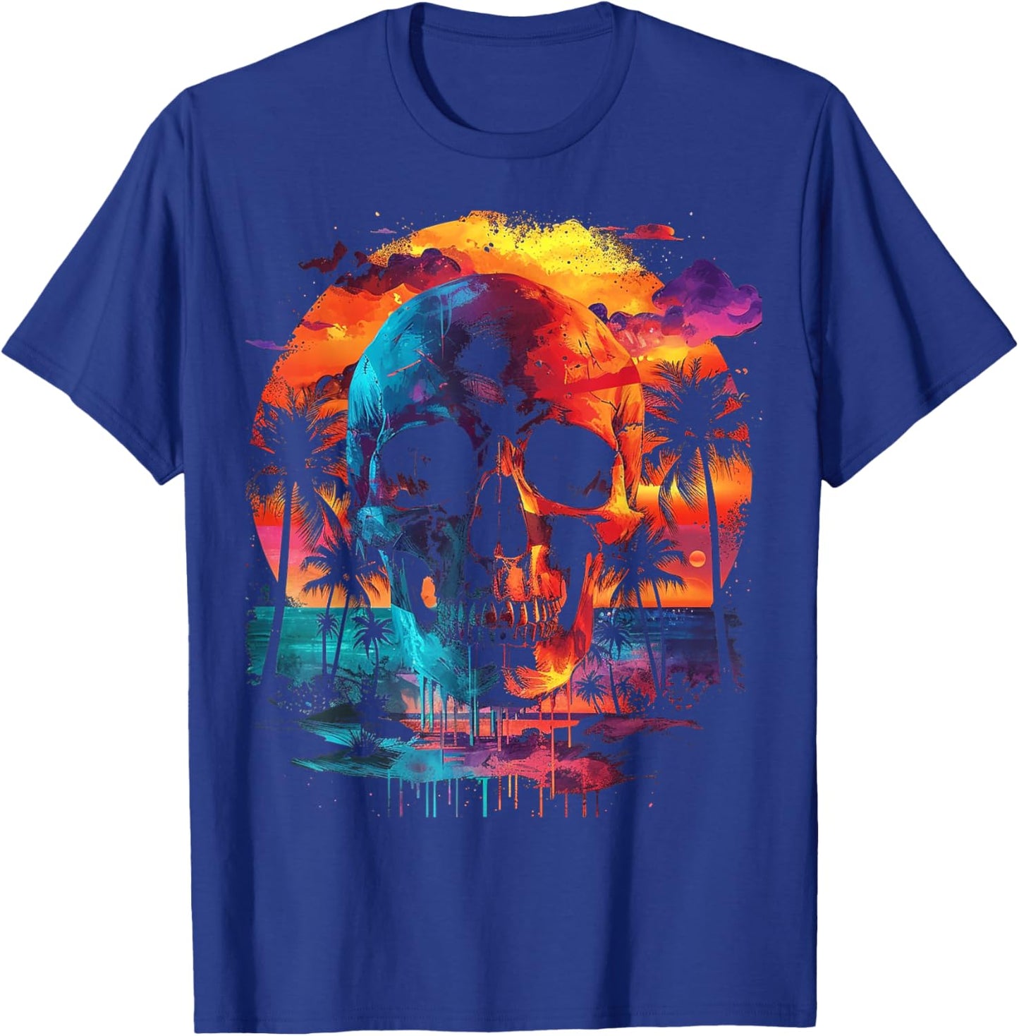 Tropic Skull Drip | Men Women (S-6XL) | Graphic T-Shirt - T-Shirt | Royal