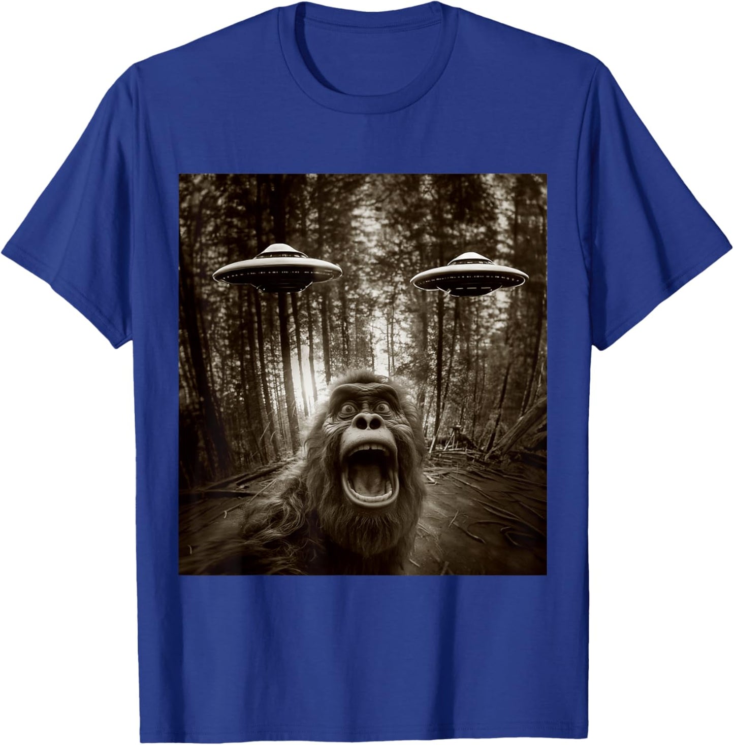 Bigfoot Sasquatch Alien UFO women kids Graphic T-Shirt - T-Shirt | Royal