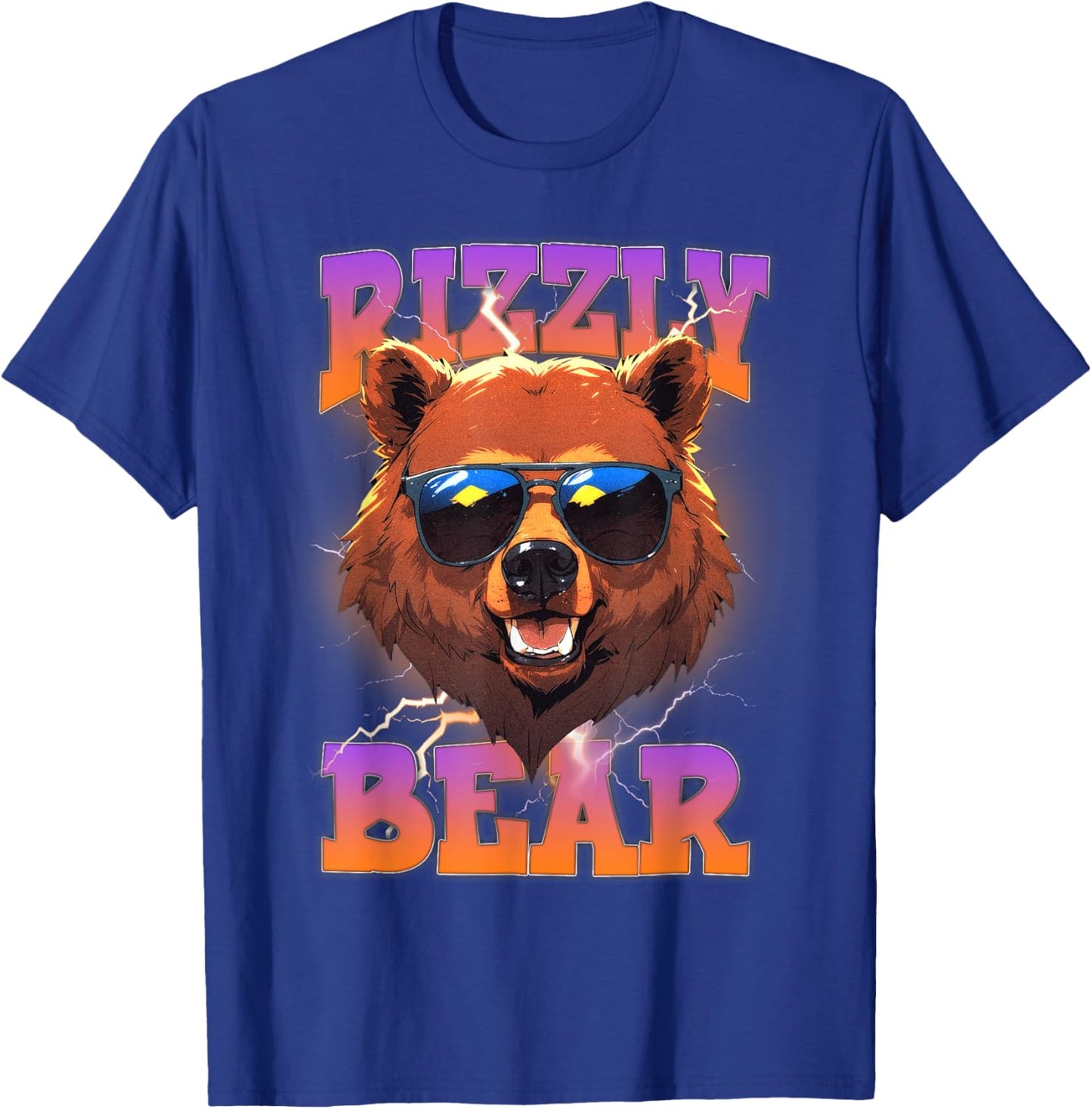 Rizzly Bear Cool Bear Wearing Sunglasses Funny Rizz for Boys T-Shirt - T-Shirt | Royal