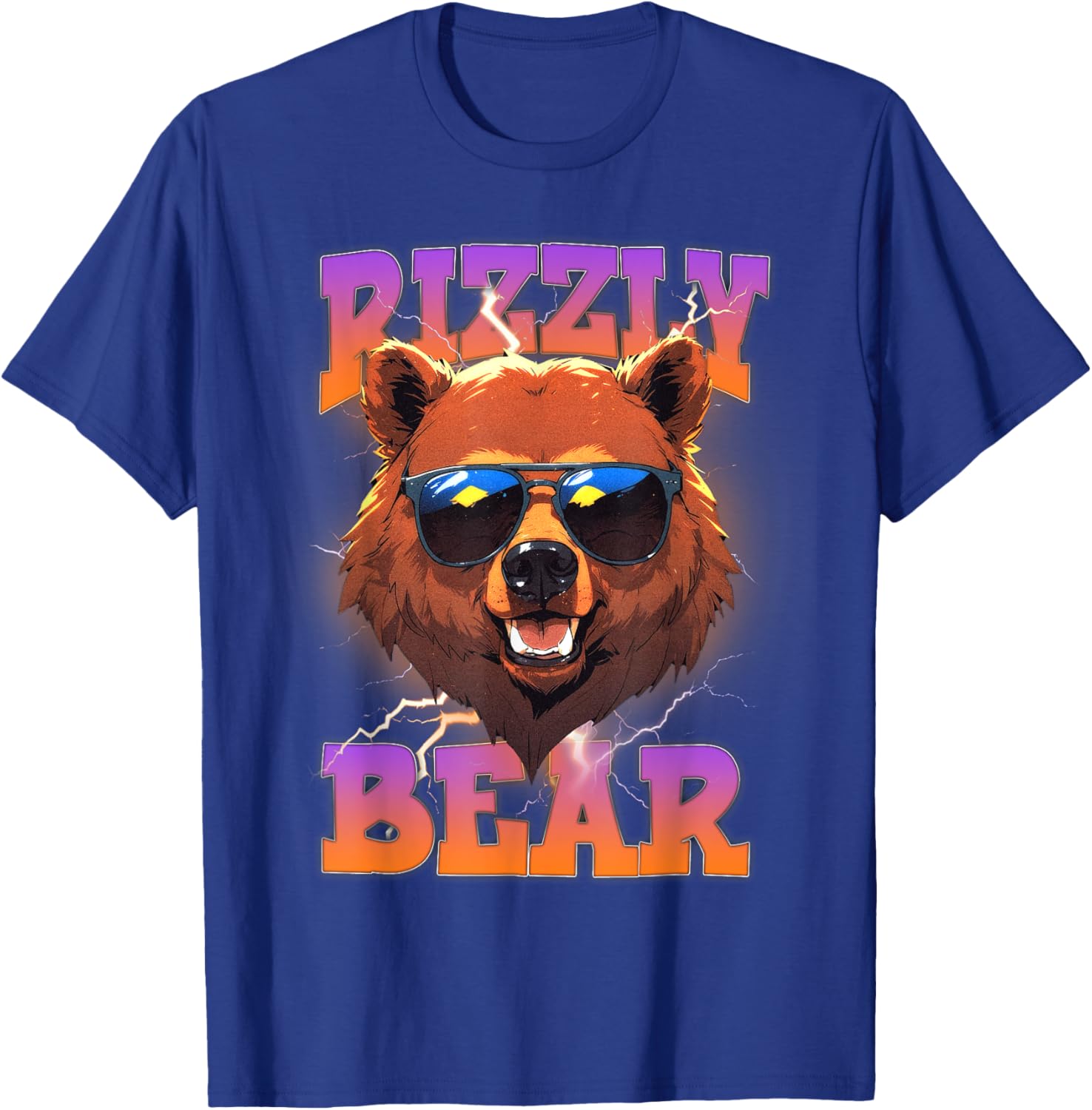 Rizzly Bear Cool Bear Wearing Sunglasses Funny Rizz for Boys T-Shirt - T-Shirt | Royal