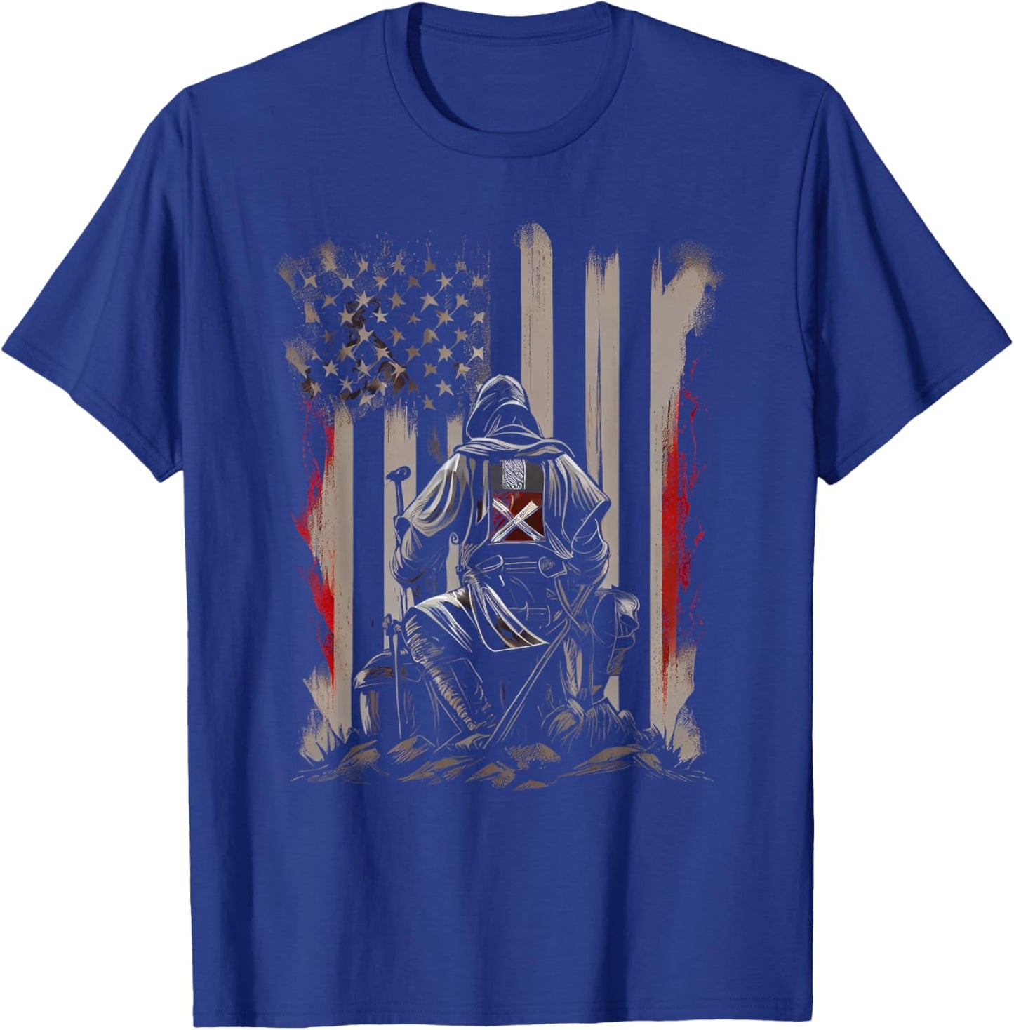 Knight Templar Kneeling Crusader Templar Warrior Of Christ T-Shirt - T-Shirt | Royal
