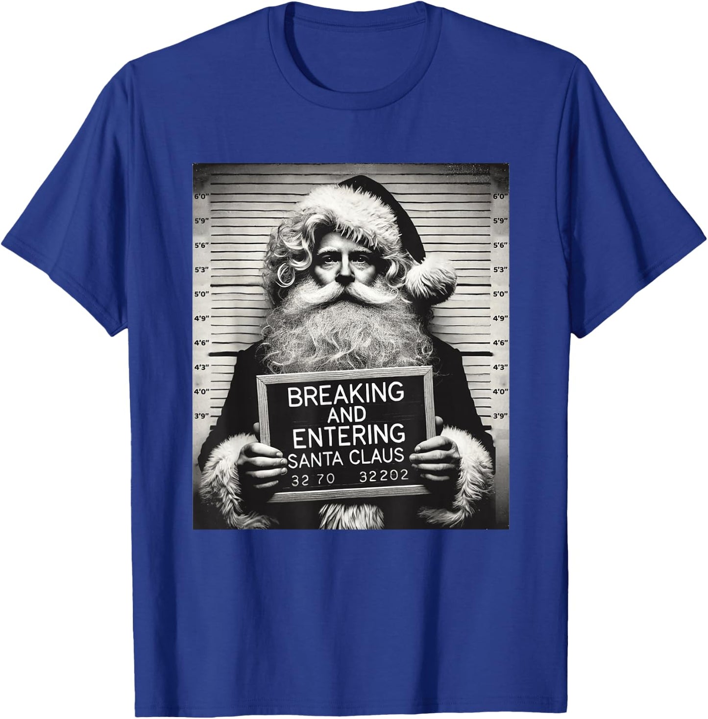 Santa Mugshot Funny Christmas Santa Xmas T-Shirt - T-Shirt | Royal