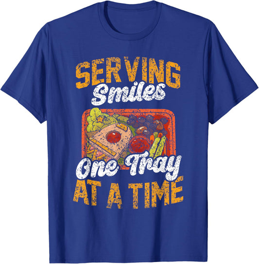 Serving Smiles One Tray At A Time Ladies Cafeteria Worker T-Shirt - T-Shirt | Royal