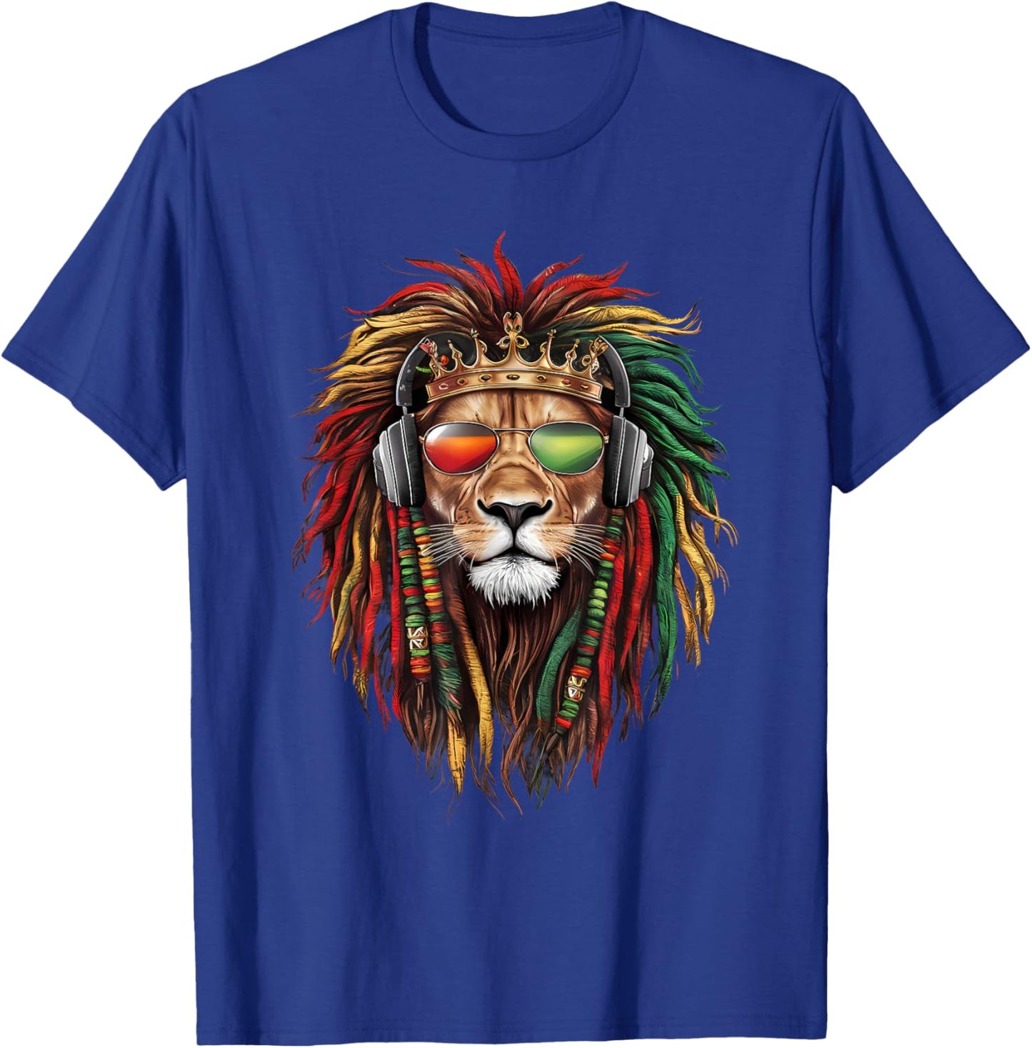 Rasta Reggae Lion Of Judah Jamaica Pride Rastafarian Roots T-Shirt - T-Shirt | Royal