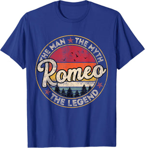 Romeo The Man The Myth The Legend Personalized Name T-Shirt - T-Shirt | Royal