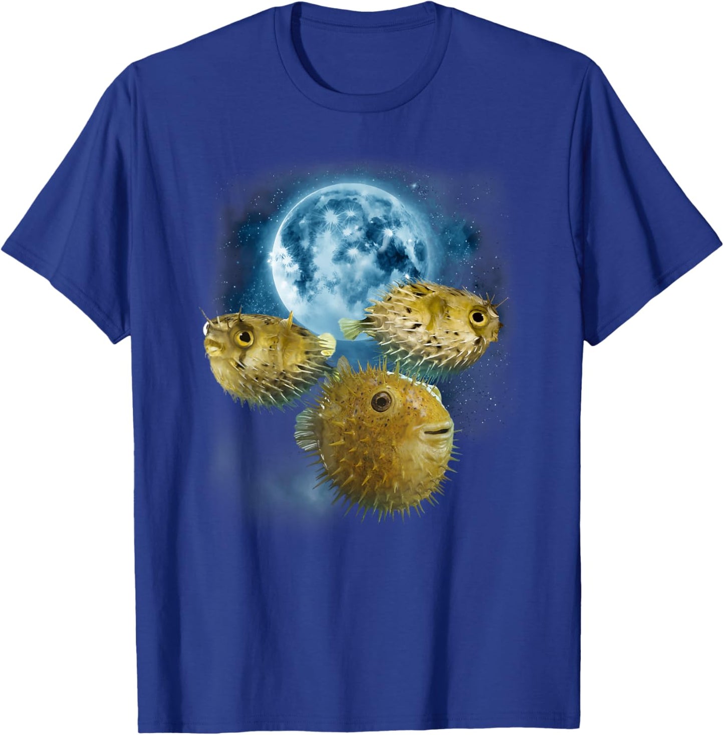 Funny Puffer Shirt - Howling at the Moon Puffer Fish T-Shirt - T-Shirt | Royal