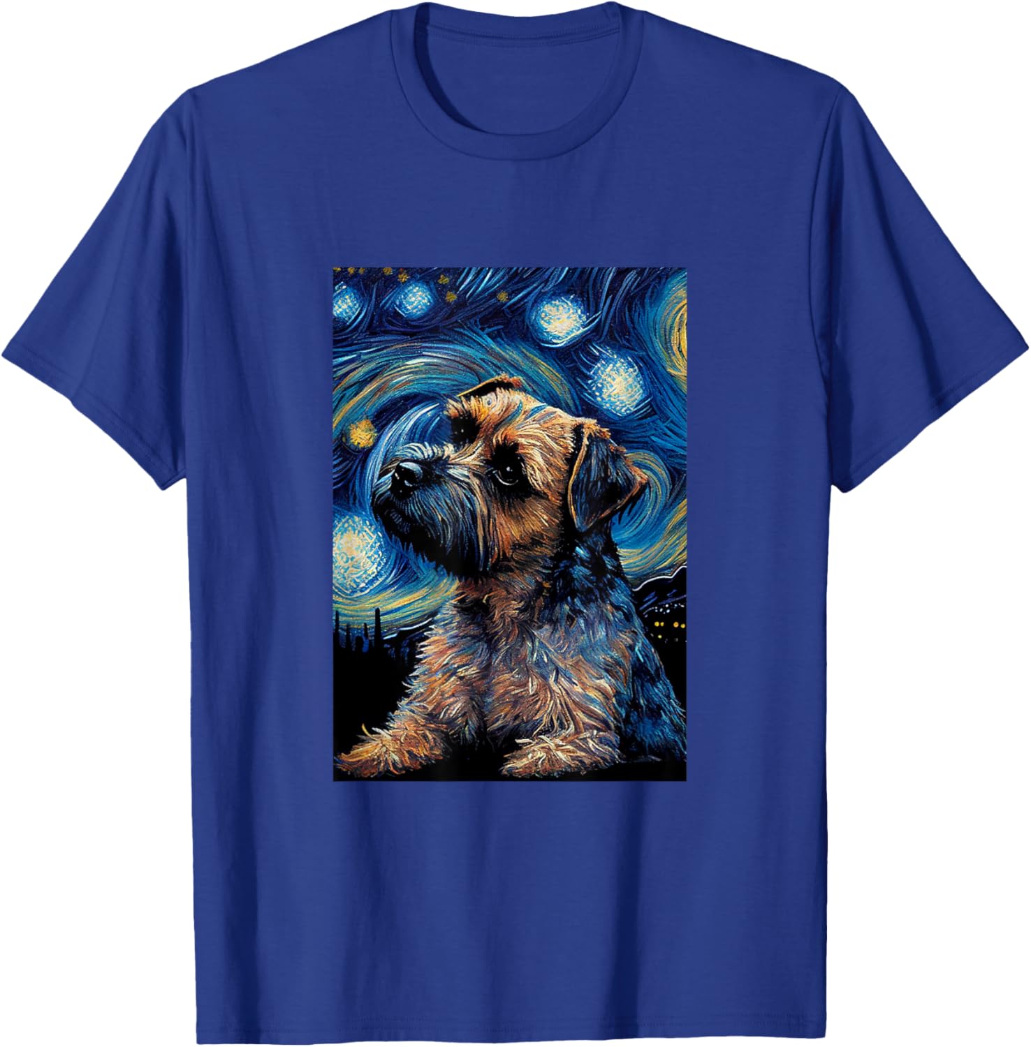 Border Terrier in Starry Night Painting Dog Mom Dad T-Shirt - T-Shirt | Royal