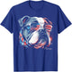 English Bulldog Dog 4th of July American Flag USA Funny T-Shirt - T-Shirt | Royal