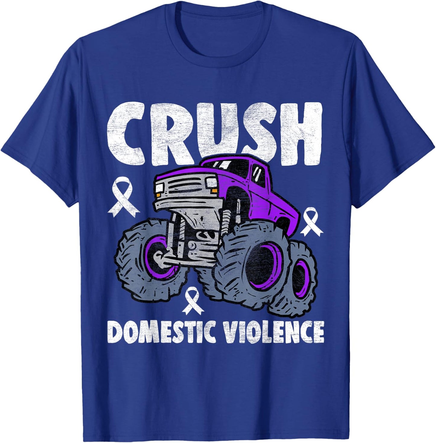 Crush Domestic Violence Awareness Monster Truck Purple Kids T-Shirt - T-Shirt | Royal