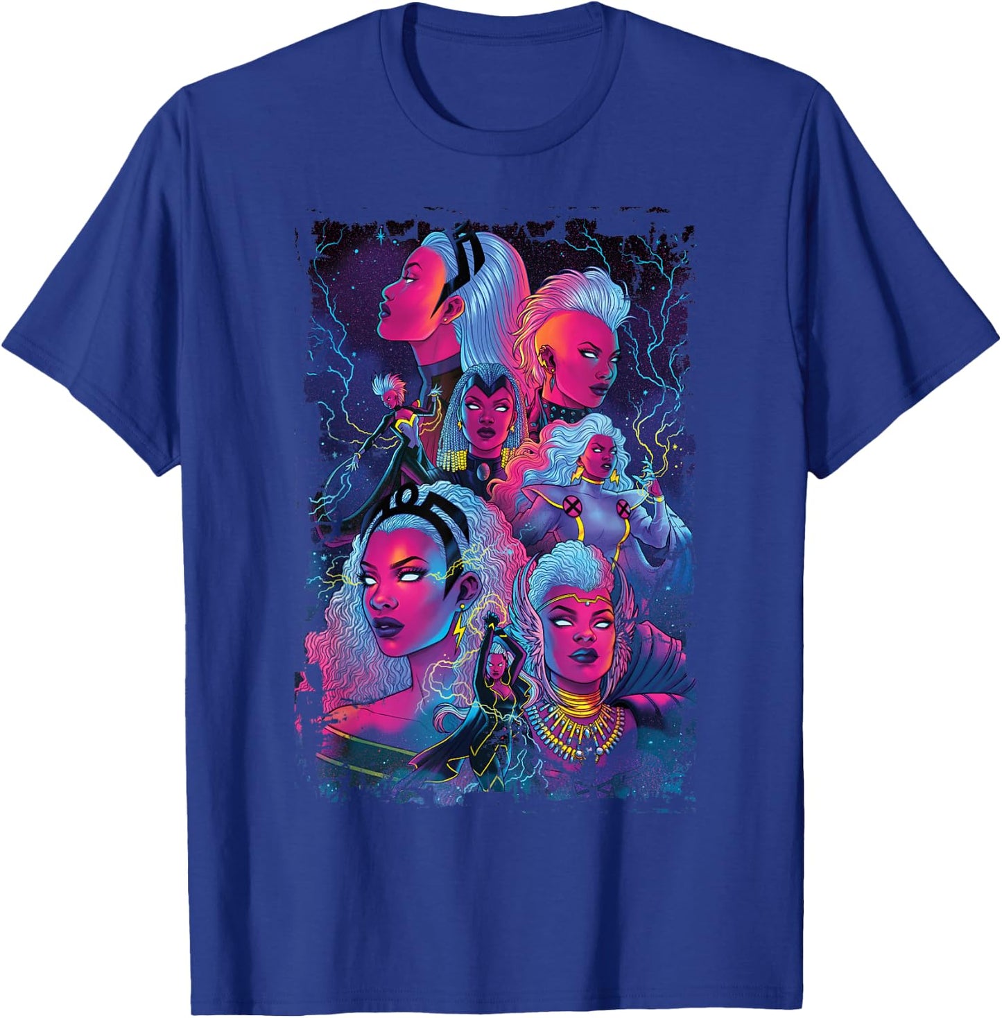 Marvel X-Men Storm of Past and Present Distressed Poster T-Shirt - T-Shirt | Royal