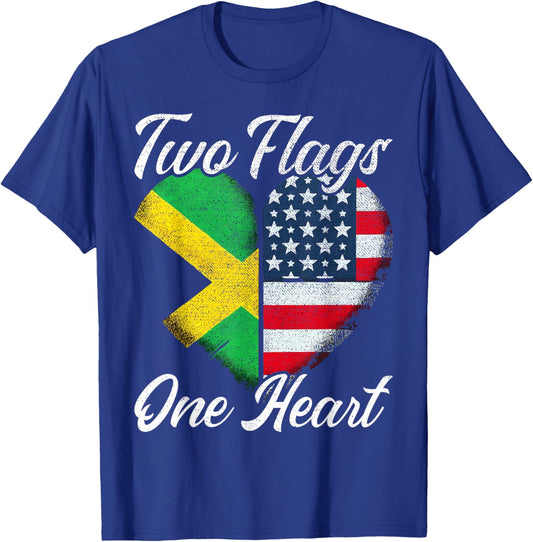 Half Jamaican Half American USA Flag Jamaica America T-Shirt - T-Shirt | Royal