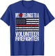 Red Line Flag Fireman Wife Girlfriend Volunteer Firefighter T-Shirt - T-Shirt | Royal