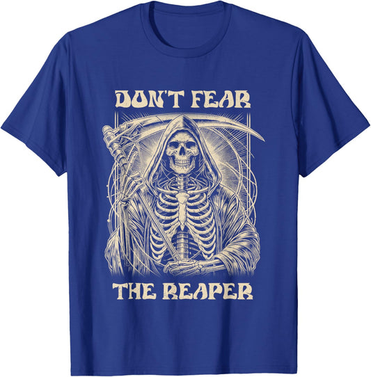 Vintage Retro Dont Fear The Reaper Halloween Graphic T-Shirt - T-Shirt | Royal