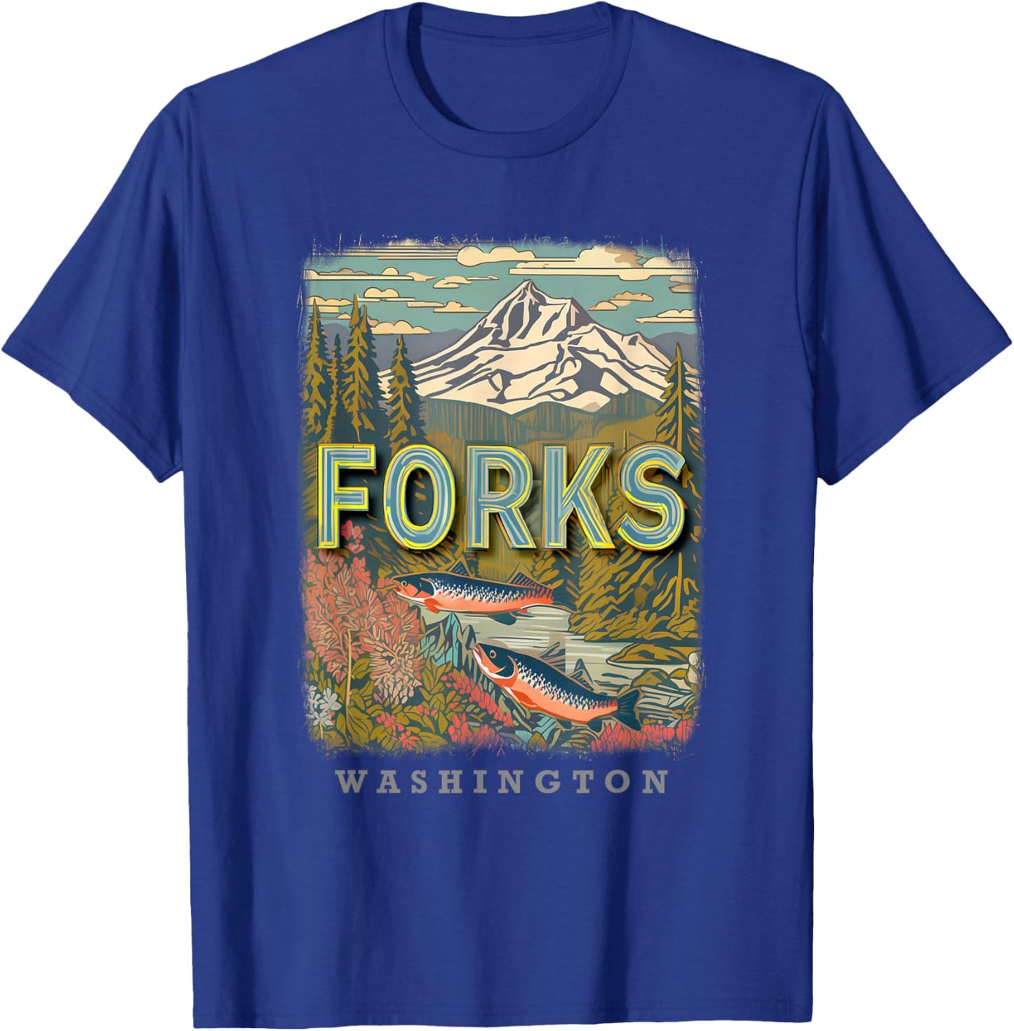 Forks Washington WA Outdoor Adventures SD515 T-Shirt - T-Shirt | Royal