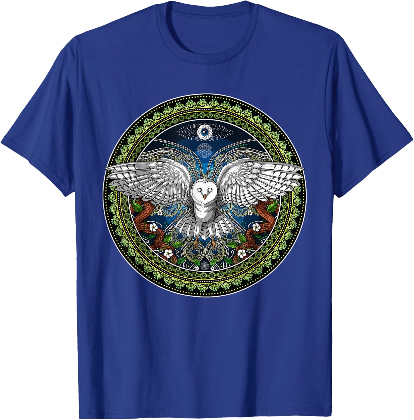 Owl Bird Psychedelic Sacred Geometry T-Shirt - T-Shirt | Royal