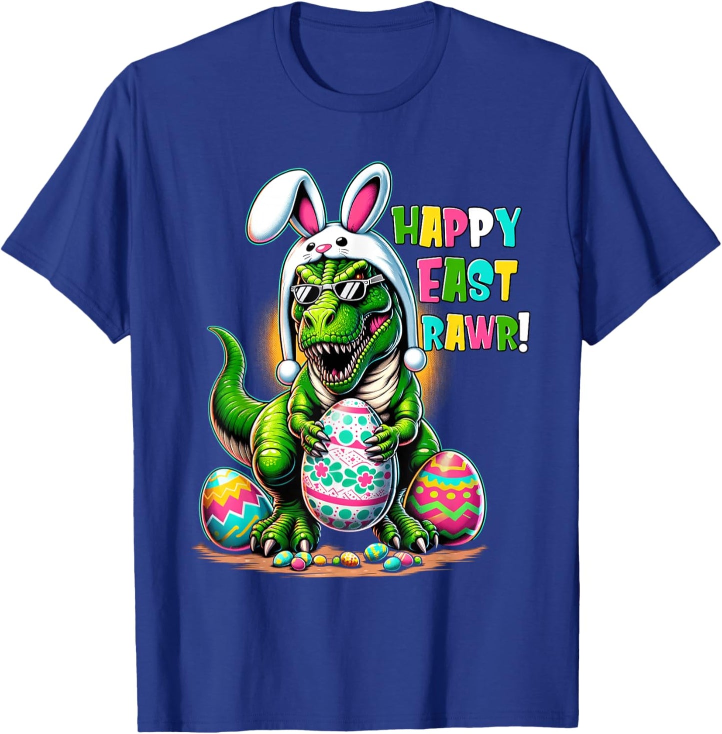 Happy Eastrawr Easter Day T Rex Dinosaur Dino Boys Kids Girl T-Shirt - T-Shirt | Royal