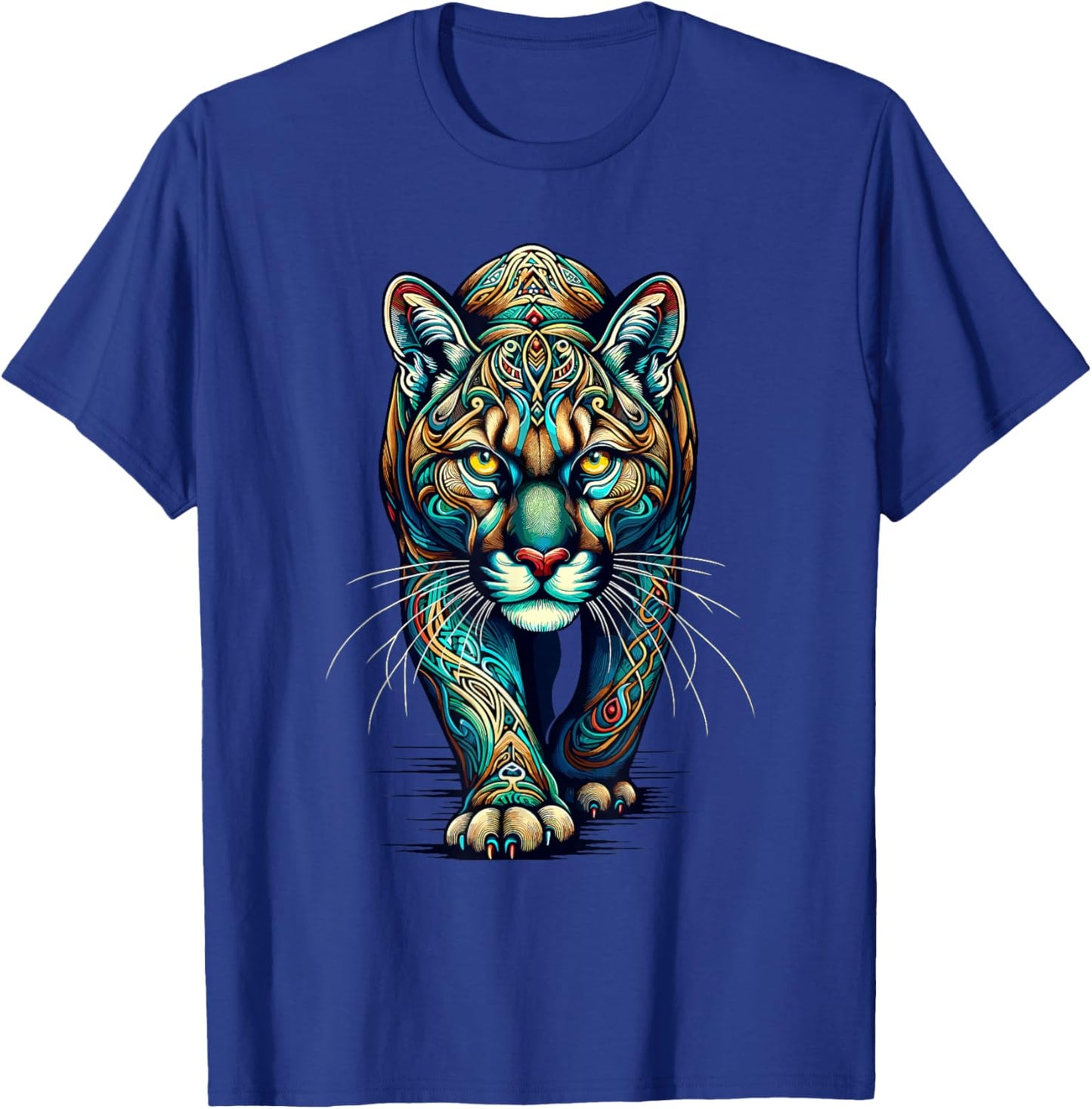 Mandala Art Cougars Cougar Mountain Lion Puma T-Shirt - T-Shirt | Royal