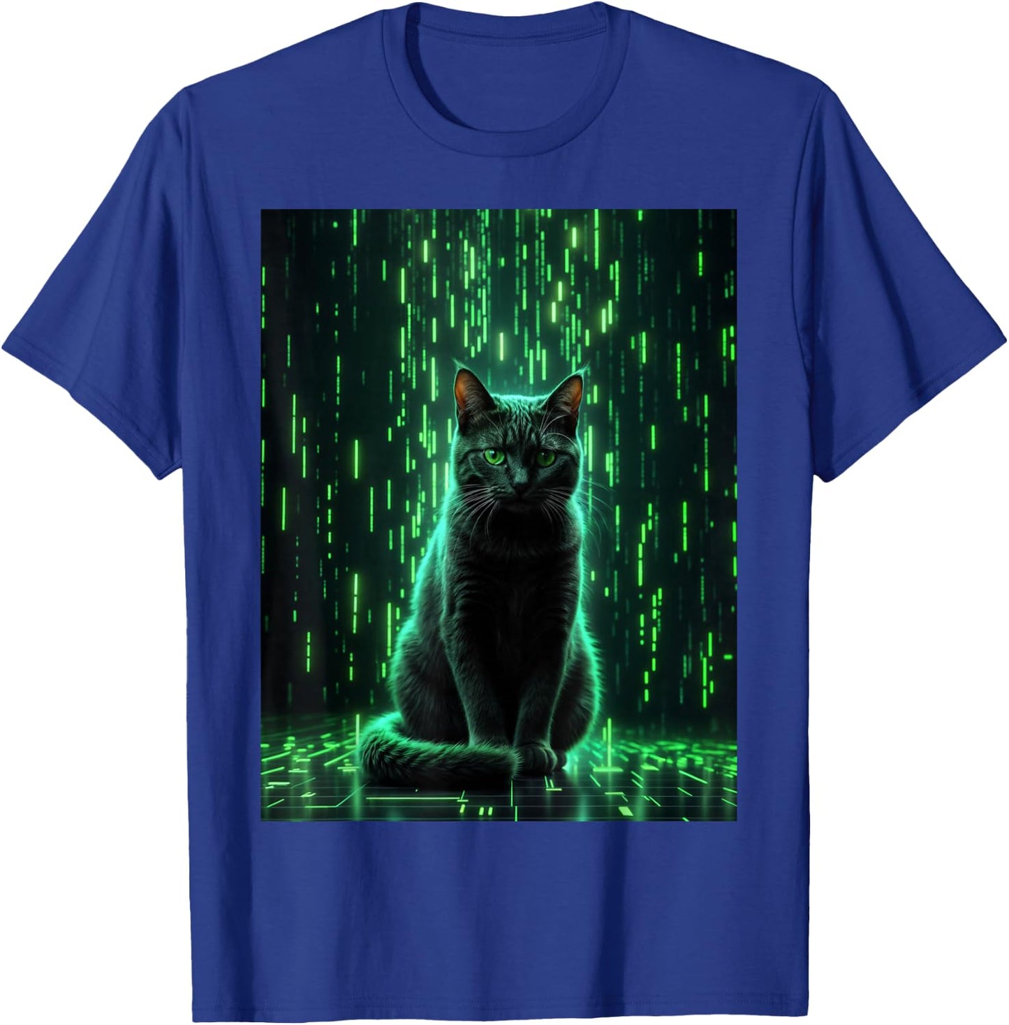 Cool Matrix Cat Art T-Shirt - T-Shirt | Royal