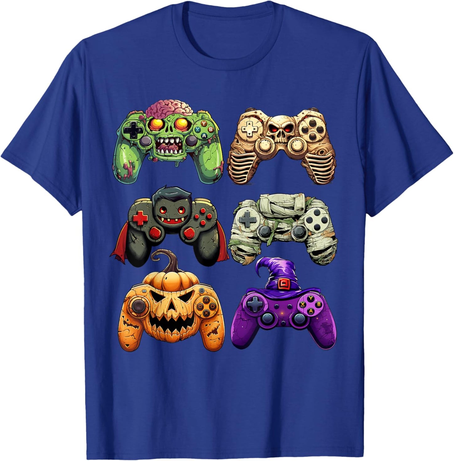 Halloween Skeleton Zombie Gaming Controllers Mummy Boys Kids T-Shirt - T-Shirt | Royal
