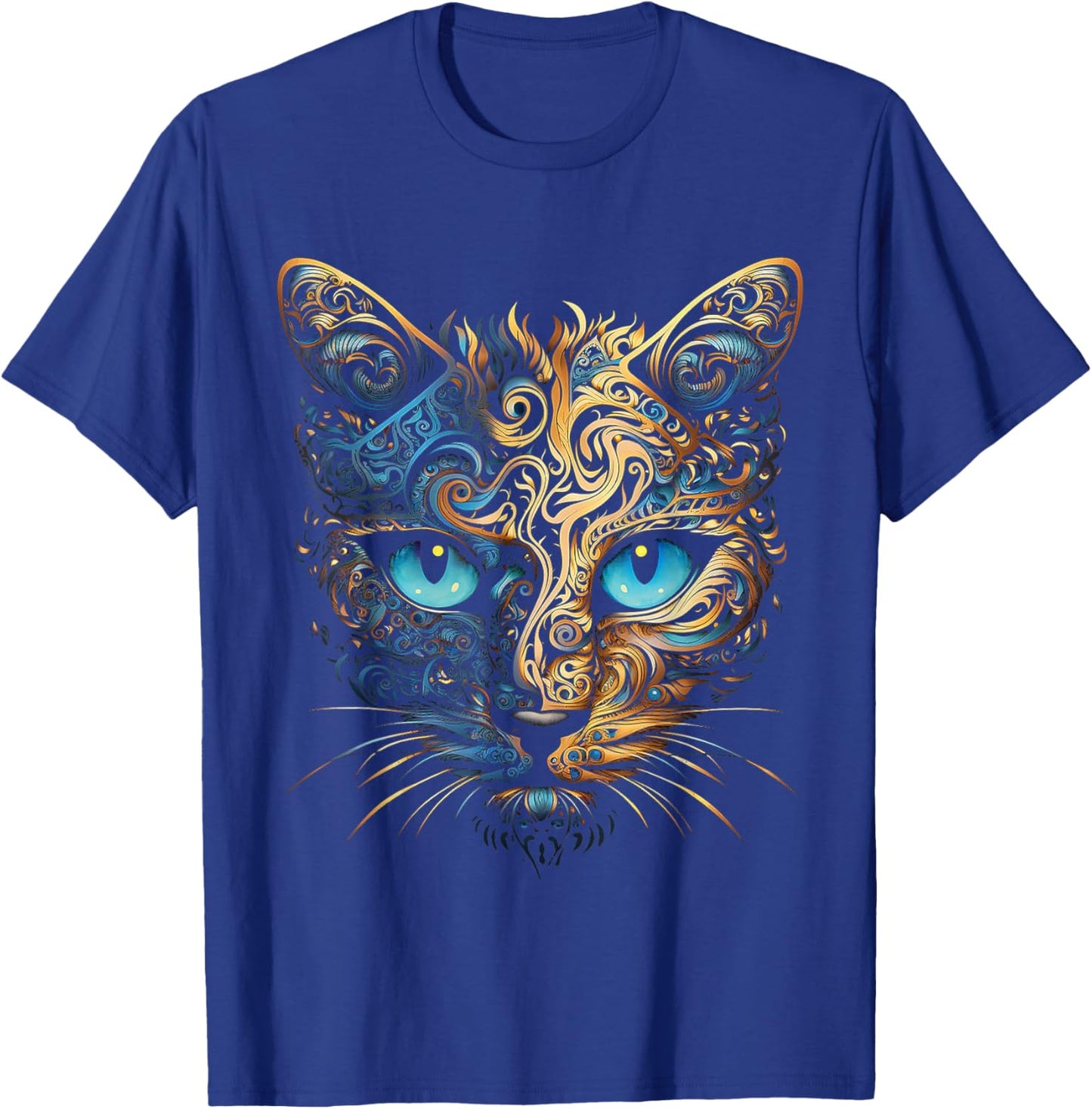 Cat Fantasy Blue Eyes Mandala Animal Art Cat T-Shirt - T-Shirt | Royal