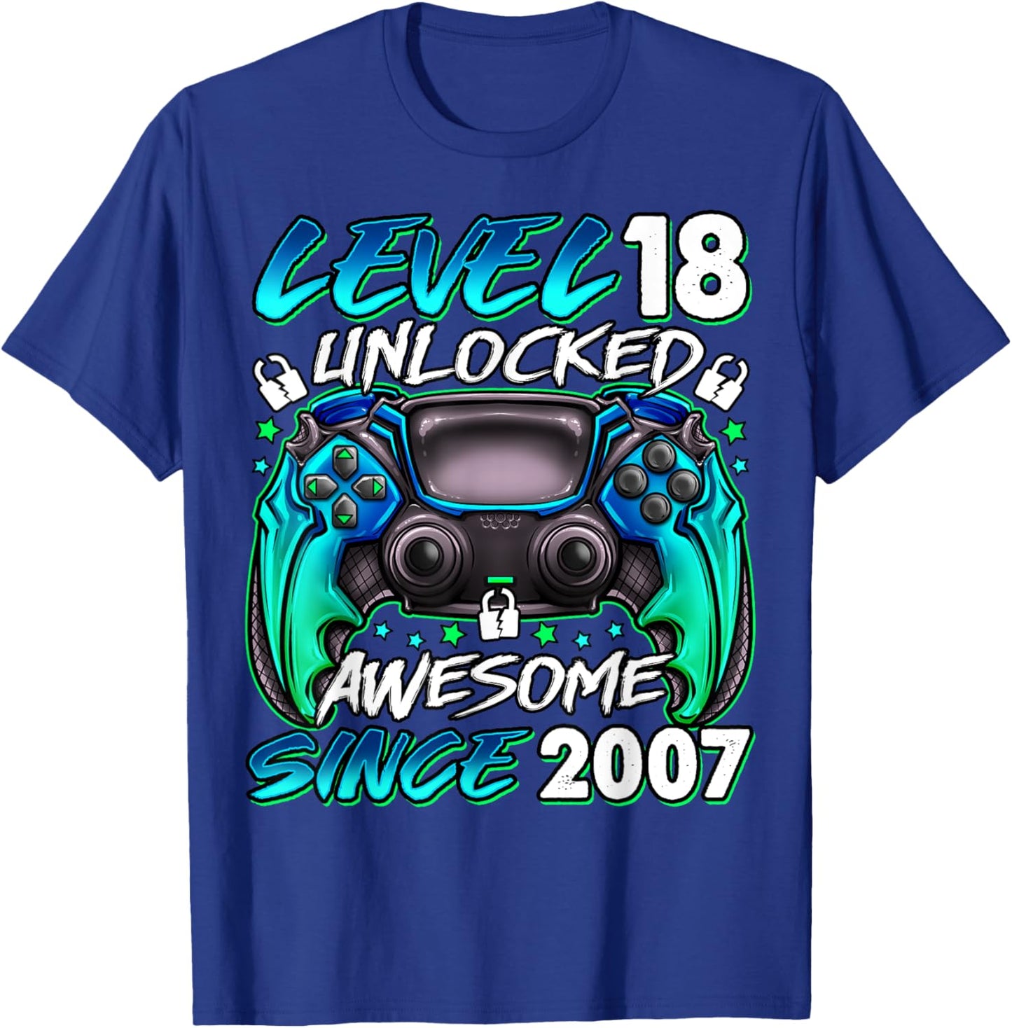 Level 18 Unlocked 18 Year Old Gifts Boys 18th Birthday Boy T-Shirt - T-Shirt | Royal