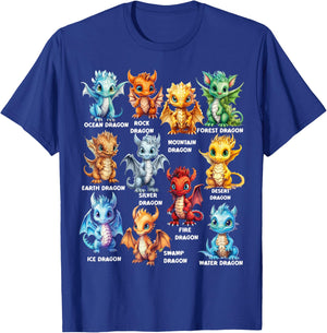 Types Of Dragons Cool Dragon Kids Toddler Boys Girls T-Shirt - T-Shirt | Royal