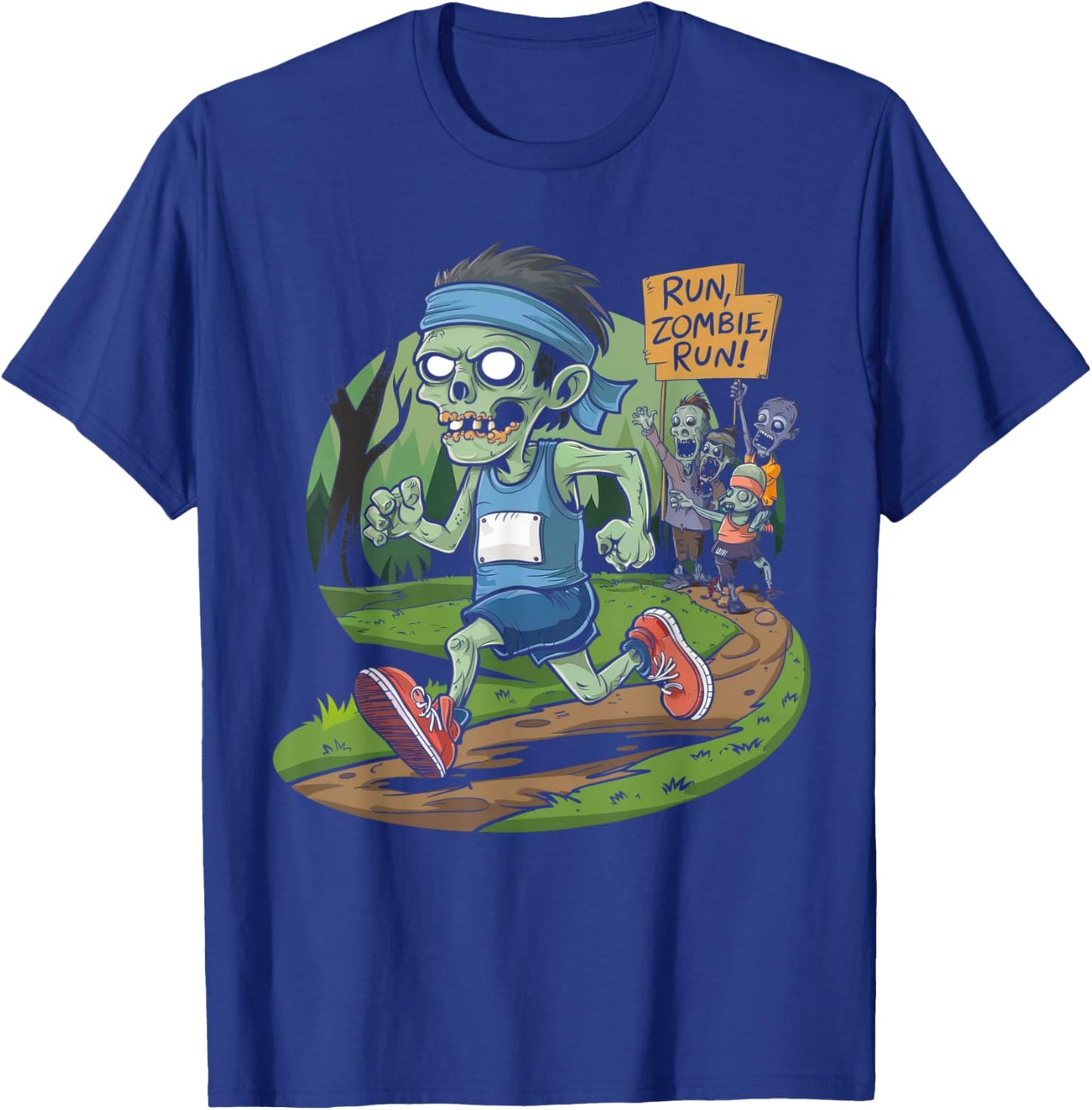 Halloween Running Shirt Funny Spooky Zombie Run Scary Runner T-Shirt - T-Shirt | Royal