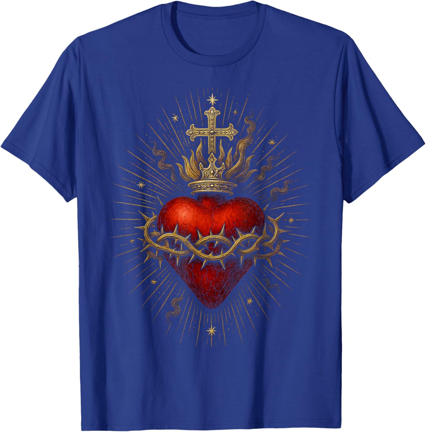 Sacred Heart of Jesus Catholic Christian Church Faith T-Shirt - T-Shirt | Royal