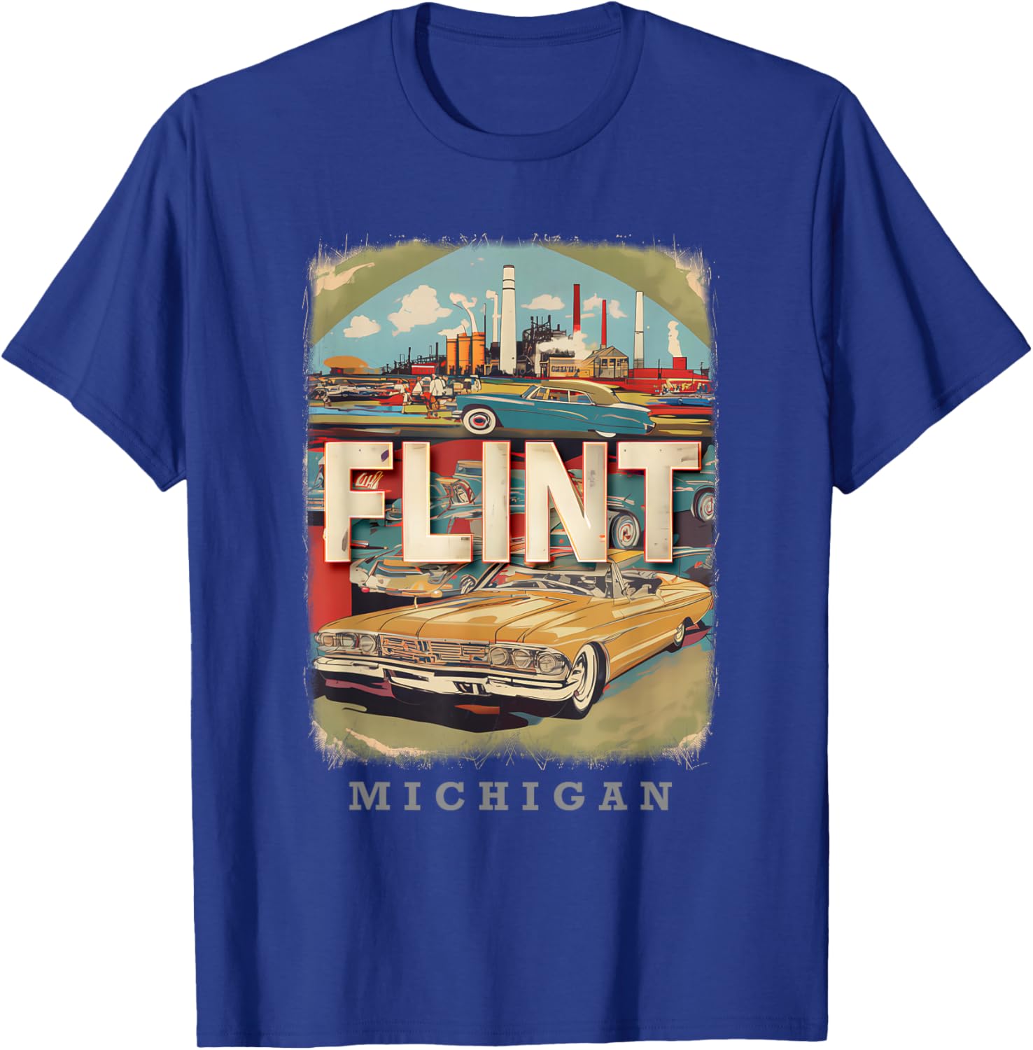 Flint Michigan MI Auto City SD410 T-Shirt - T-Shirt | Royal