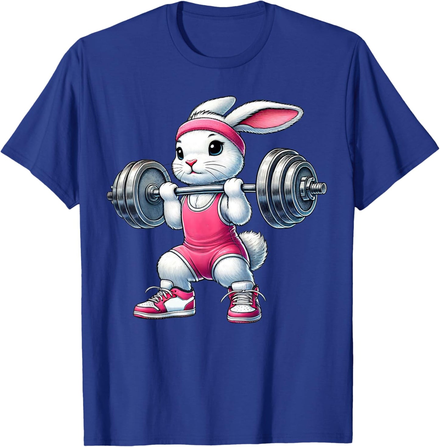 Easter Bunny Lifting Weight Gym Fitness Workout Training T-Shirt - T-Shirt | Royal