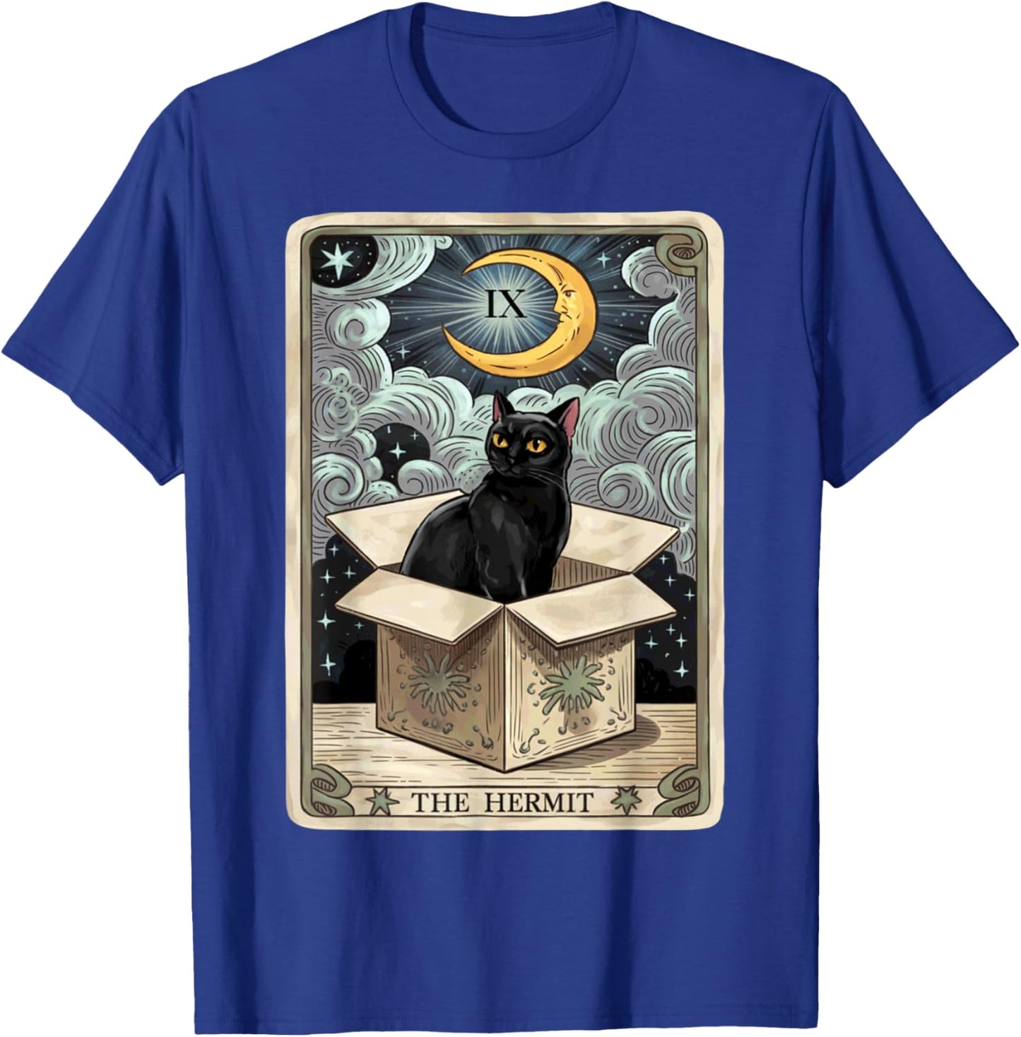 The Hermit Tarot Card Cat In Box Mystic Funny Cat Esoteric T-Shirt - T-Shirt | Royal