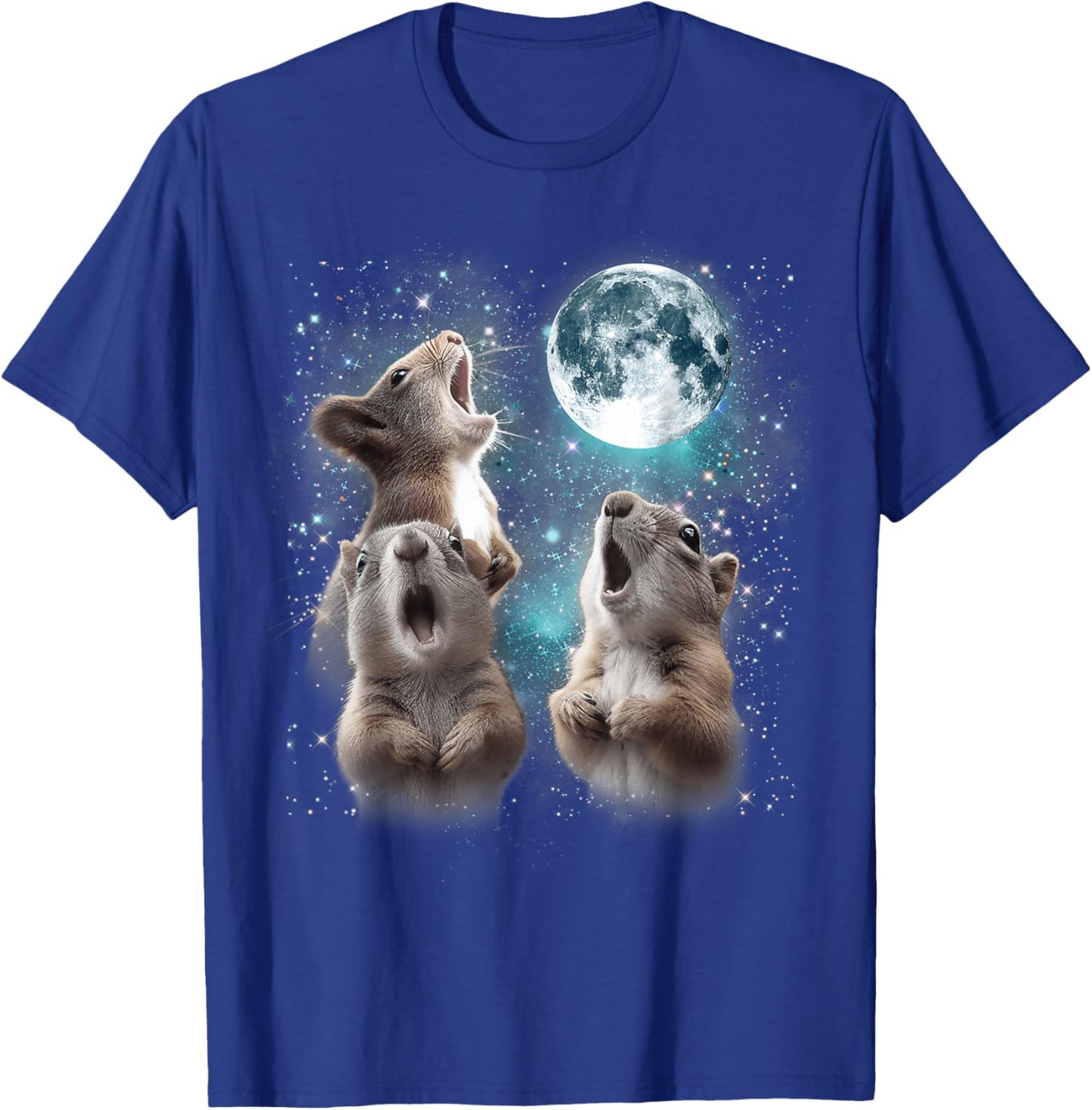3 Squirrel Moon Howling Squirrel Head Funny Women T-Shirt - T-Shirt | Royal