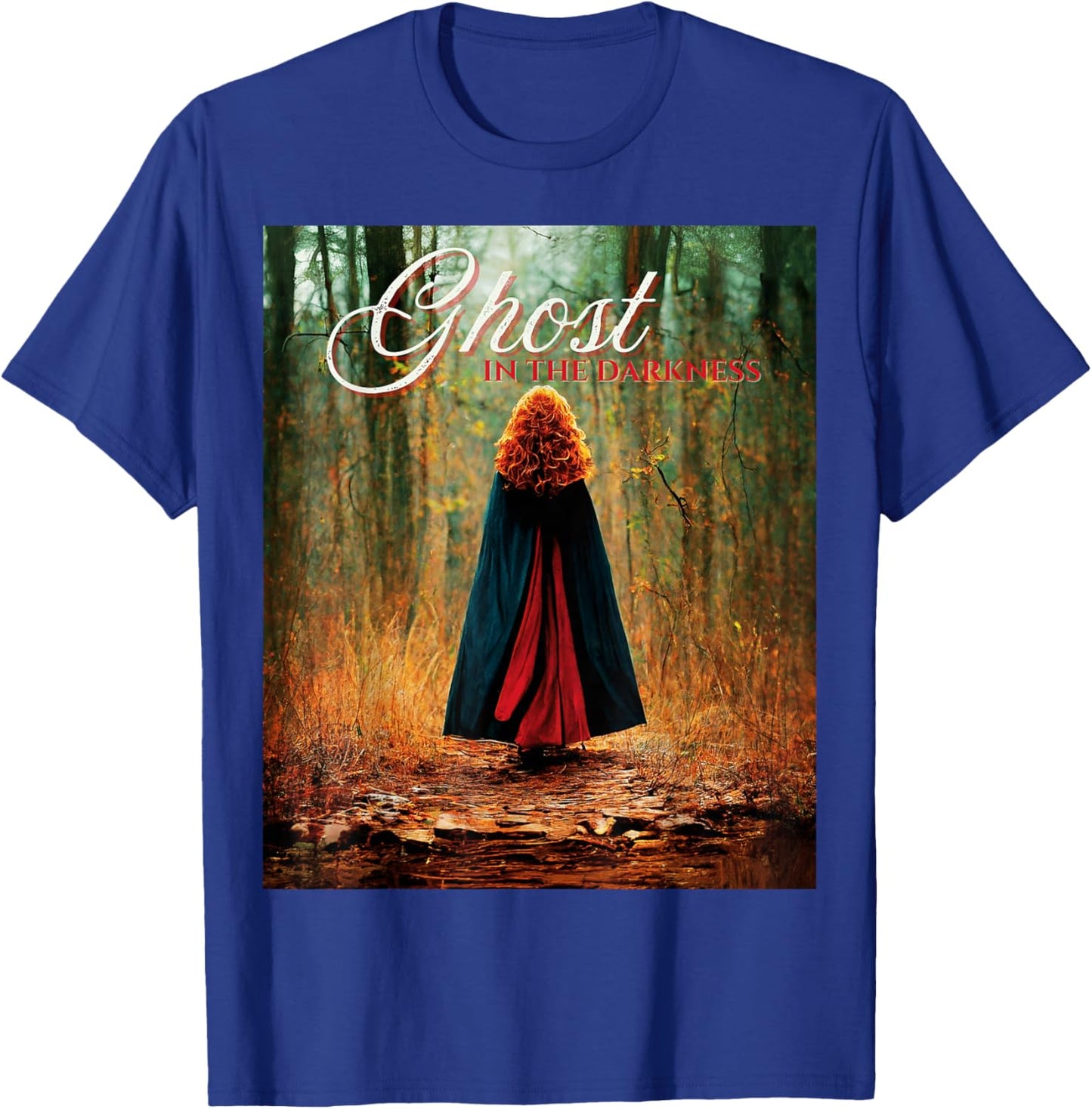 Ghost in the Darkness Halloween Graphic , -Adults, Black, Small, Short Sleeve, Classic Fit T-Shirt - T-Shirt | Royal