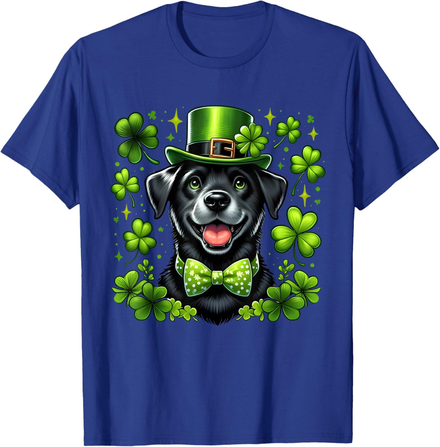 Happy St Patrick's Day Lab Black Labrador For Pet Dog Lover Women Kids T-Shirt - T-Shirt | Royal