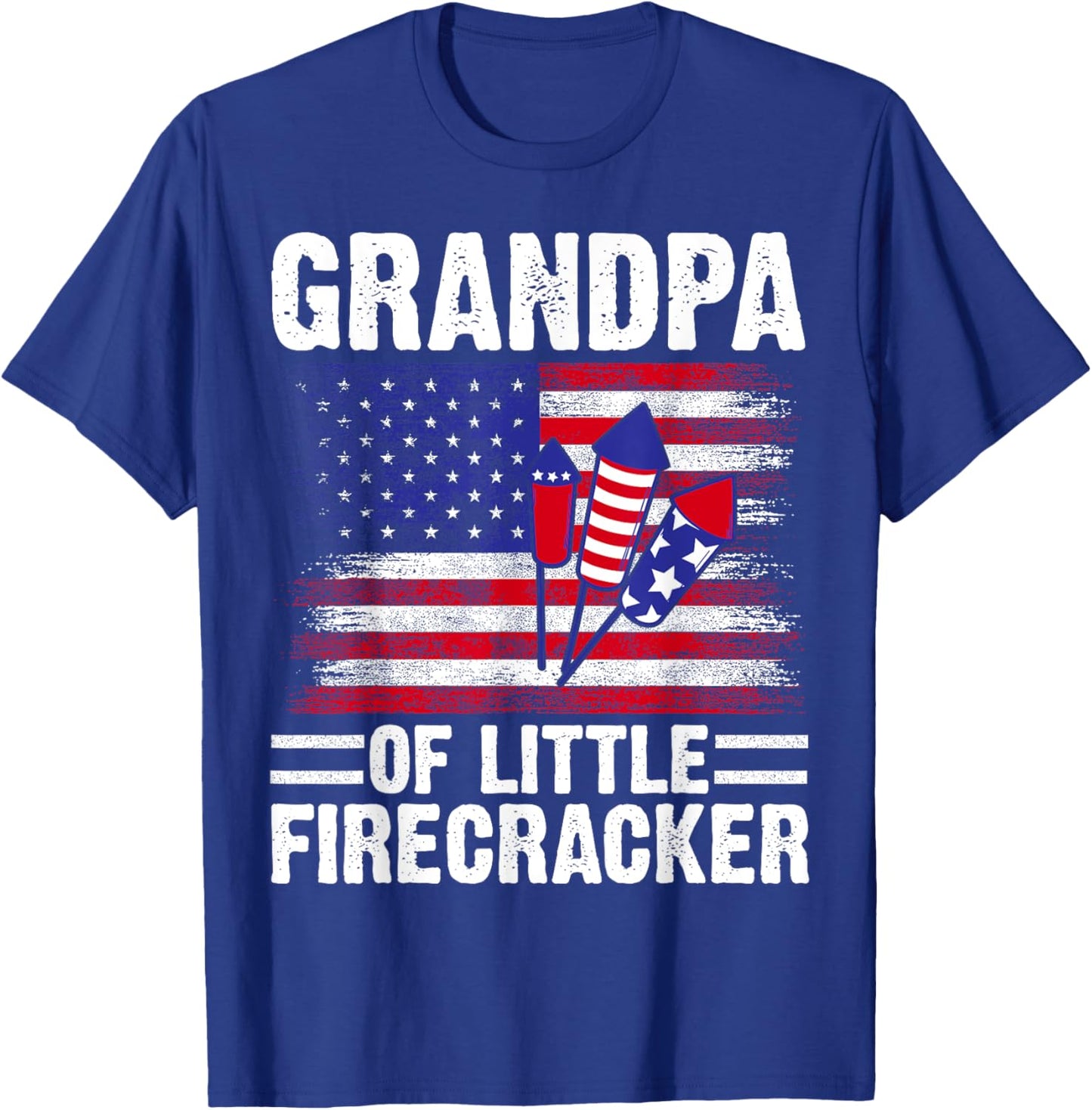 Grandpa of the little Firecracker 4th of July Grandfather T-Shirt - T-Shirt | Royal