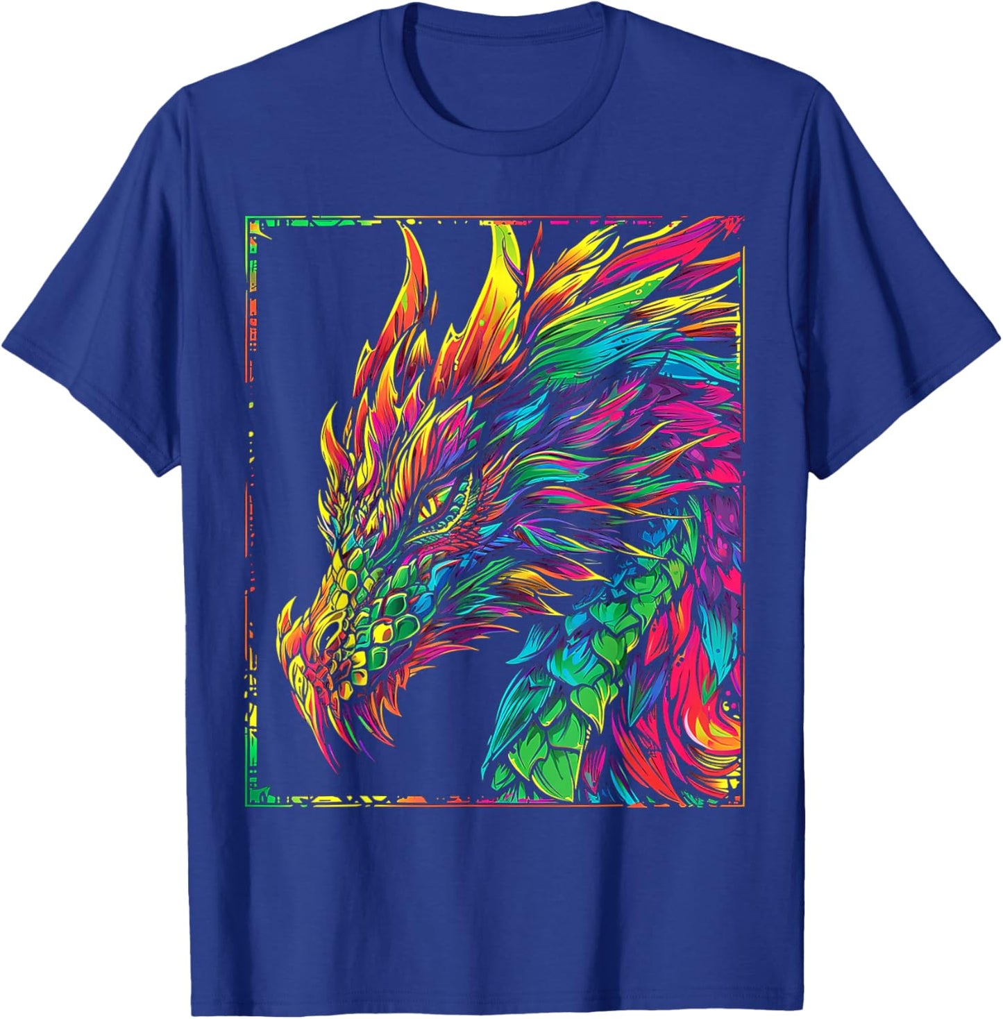 Dragon Abstract Colorful Scary Animal Art Graphic Dragon T-Shirt - T-Shirt | Royal