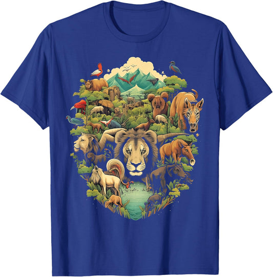 Animal Kingdom with a Variety of Animals in Their Natura T-Shirt - T-Shirt | Royal