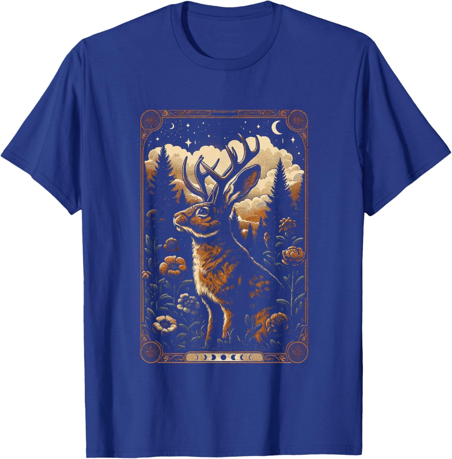 Classic Art Animal Funny Jackalope Colorful Portrait Costume T-Shirt - T-Shirt | Royal