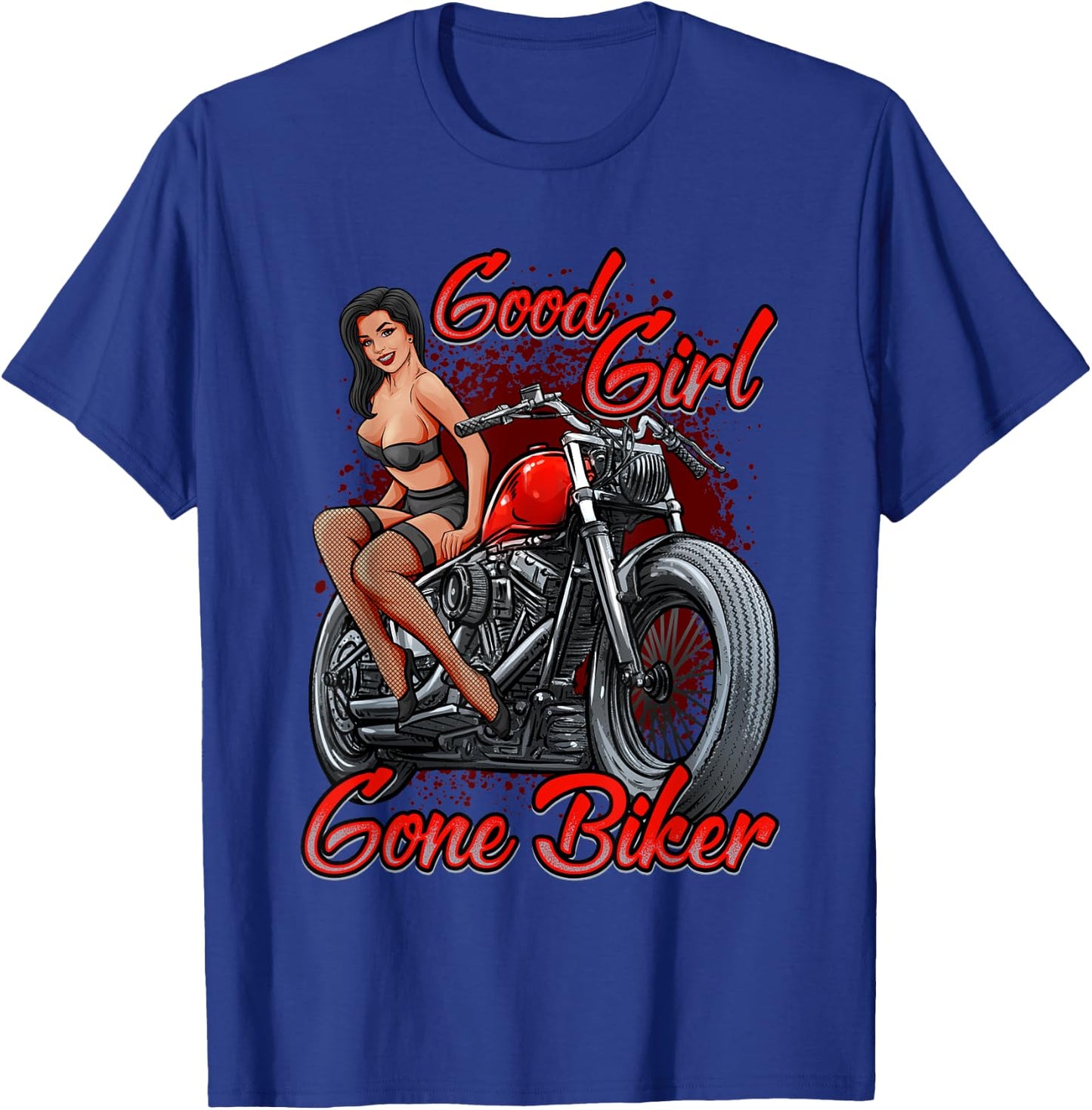 Sexy Pin Up Girl Biker Motorcycle Shirt Women T-Shirt - T-Shirt | Royal