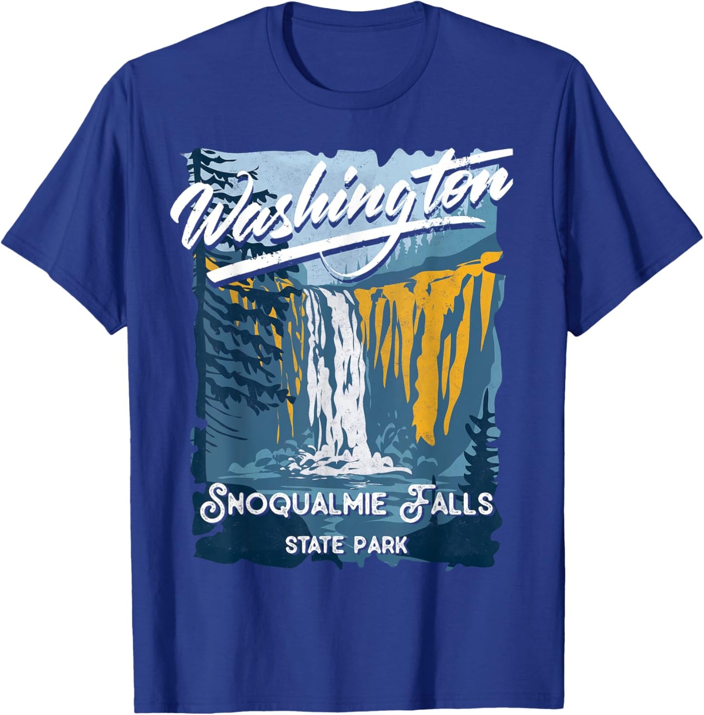 Snoqualmie Falls State Park Washington Evergreen State T-Shirt - T-Shirt | Royal