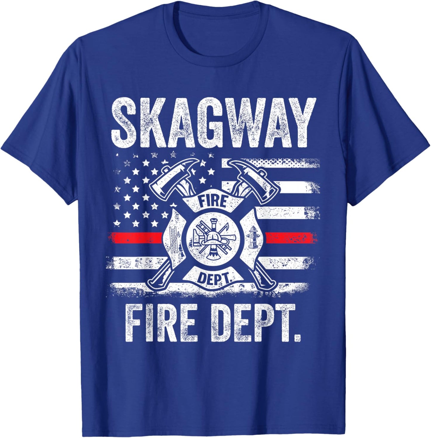 Skagway Alaska Fire Department Thin Red Line Fireman T-Shirt - T-Shirt | Royal