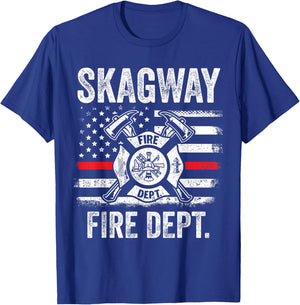 Skagway Alaska Fire Department Thin Red Line Fireman T-Shirt - T-Shirt | Royal