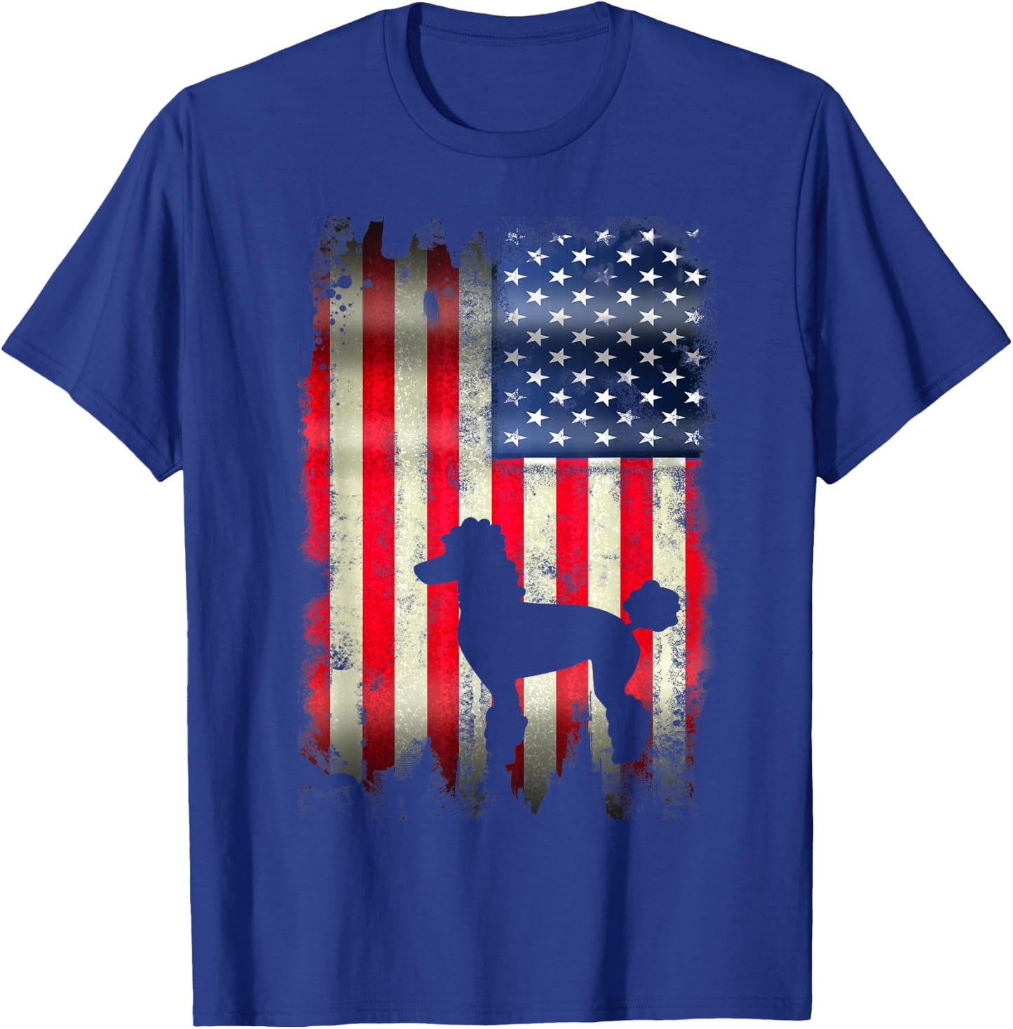 Poodle Dog USA American Flag 4th of July Patriotic Gift Women Kids Men T-Shirt - T-Shirt | Royal