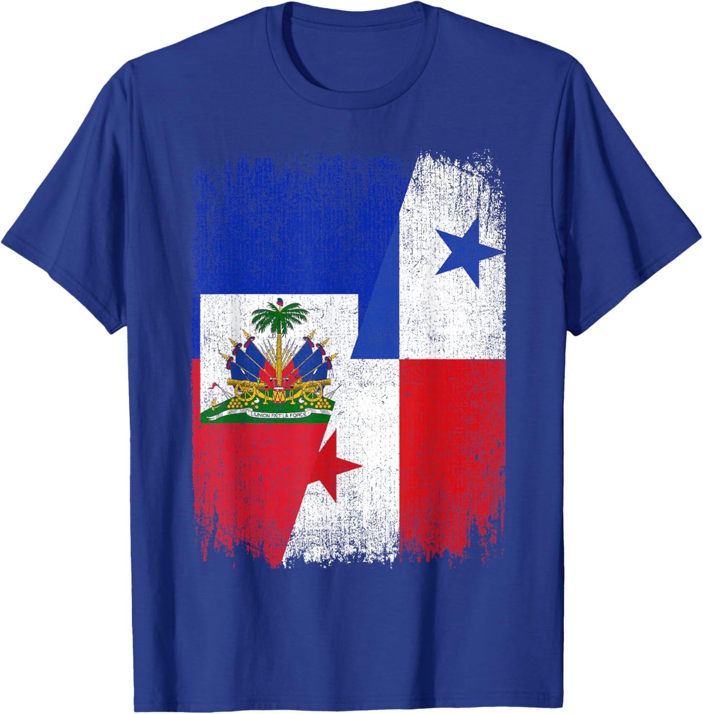 Half Haiti Panama Flag Haitian Panamanian Pride Roots T-Shirt - T-Shirt | Royal